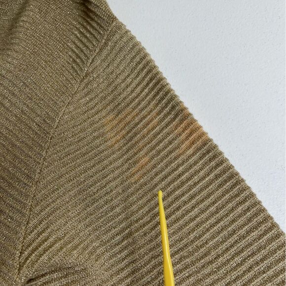 Vintage Talbots Gold Metallic Long Sleeve Button Neck Tunic Womens Medium FLAWS - Picture 9 of 16